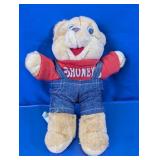 Plush Teddy Bear in Denim Overalls
