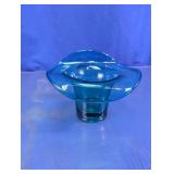 Aqua Blue Glass Sombrero Vase