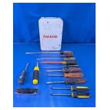 Assorted Screwdrivers & Vtg First Aid Kit Lot
