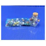 Glass Heart-Shaped Jar & Decorative Marbles