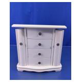 White Wooden Standing Jewelry Box Armoire Cabinet