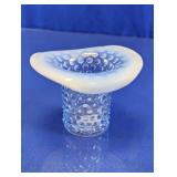 Blue Opalescent Hobnail Glass Top Hat