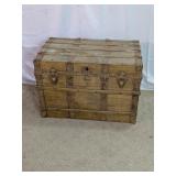 Vintage Steamer Trunk Flat-Top Storage Chest
