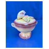Vintage Ceramic Covered Sugar Bowl Bird Figurine