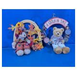 Autumn & Sewing Teddy Bear Wall Decor Duo
