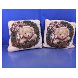 Christmas Bear Tapestry Throw Pillows Duo