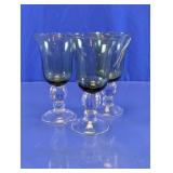 Green Accent Stemmed Goblet Glasses Set