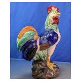 Large Ceramic Colorful Rooster Figurine