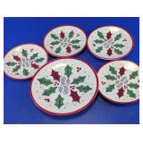 Christmas Holly Holiday Ceramic Plate Set