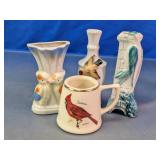 Ceramic Bird Theme Mug & Porcelain Vase