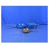 Blue & Black Speckled Enamelware Pan Set