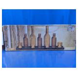 Amber Glass Bottle Candle Holder Centerpiece