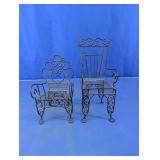 Vintage Wrought Iron Miniature Chairs Duo