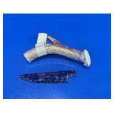 Antler Handle Obsidian Blade Knife