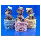 Teddy Bear Ceramic Figurine Trinket Box Set