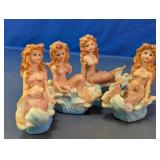 Vtg Resin Mermaid Figurines Glitter Lot