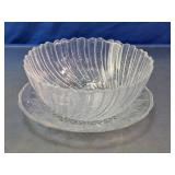 Clear Pressed Glass Bowl & Plate Set