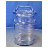 Blue Milk Can Glass Canister Cookie Jar