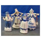 Dutch Style Blue And White Figurine Set
