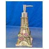 Eiffel Tower Floral Soap Dispenser Paris Resin