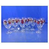 Vintage  Autumn Leaves Glass Wine Goblets Set