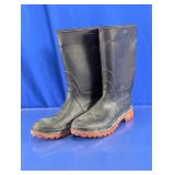 Black Rubber Work Boots With Orange Soles