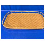 Bamboo Framed Woven Serving Tray