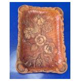 Carved Wood Floral Decorative Tray