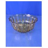 Vintage Amber Glass Scalloped Bowl