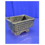 Green Glazed Ceramic Rectangular Planter