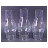 3 Vtg Kerosene Lamp Glass Chimneys