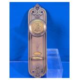 Vtg Brass Rice Hotel Door Knob & Plate