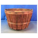 Wooden Slat Basket With Metal Handle
