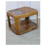 Vintage Oak Glass-Top End Table