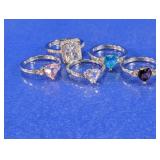 Silver-Tone Faceted Stone Fashion Rings