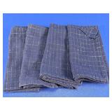 Dark Blue Grid Pattern Cloth Napkins