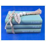 Fall Decorative Wooden Book Stack with Tassel