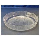 Clear Textured Glass Round Serving Dish Bowl