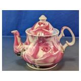 Kent Pottery Pink Rose Floral Teapot with Lid