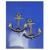 Pair of Brass Finish Metal Anchor Wall Hooks