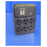 6-Outlet Surge Protector Wall Tap w/ Dual USB