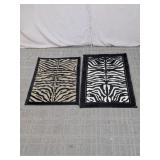 Zebra Print Small Accent Area Rugs Duo