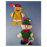 Christmas Tinsel Elf & Gingerbread Decorations