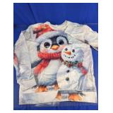 Holiday Penguin & Snowman Long Sleeve Top 2XL