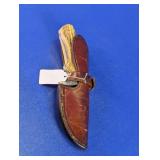 Stag Handle Fixed Blade Knife & Leather Sheath