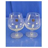 Vtg Crested Glass Brandy Snifters