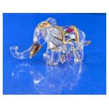 Hand Blown Glass Elephant Figurine w/ Gold Trim