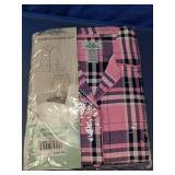 Global 2XL Pink Plaid Women's Pajama Set