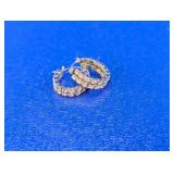 Silver tone Rhinestone Hoop Earrings