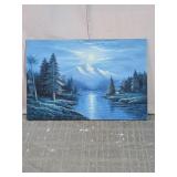 Vintage Signed Mountain Landscape Oil Painting